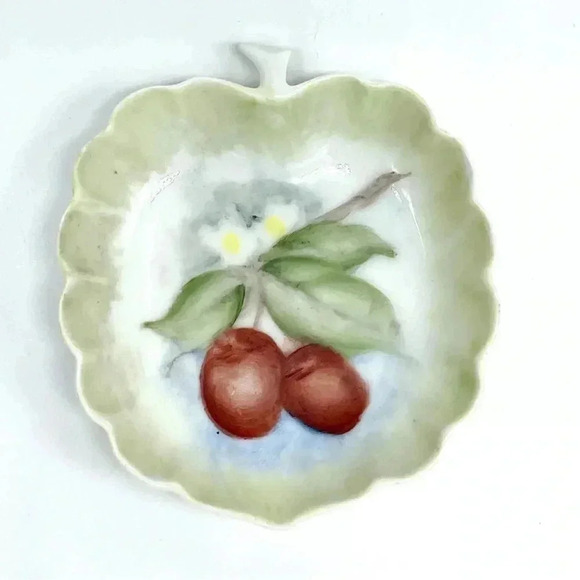 3 Vintage Pear & Apple Shaped Hand Painted TRINKET DISHES Fruit & Flowers - Picture 2 of 13